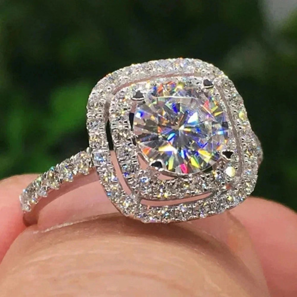 💥High Quality Shiny Round CZ Bling Square Micro Classic Wedding Ring, UNVN12137 - Picture 3 of 5